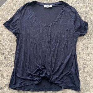 Heathered Navy front knot mystical medium double zero comfy T-shirt